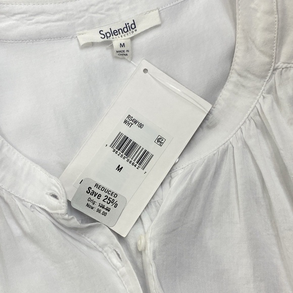 Splendid Women's Paloma White Blouse Medium High Low Cotton - Picture 3 of 9
